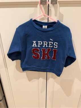 chick pea 12m Blue 'APRÈS SKI' Crewneck Sweatshirt with Red Appliqué